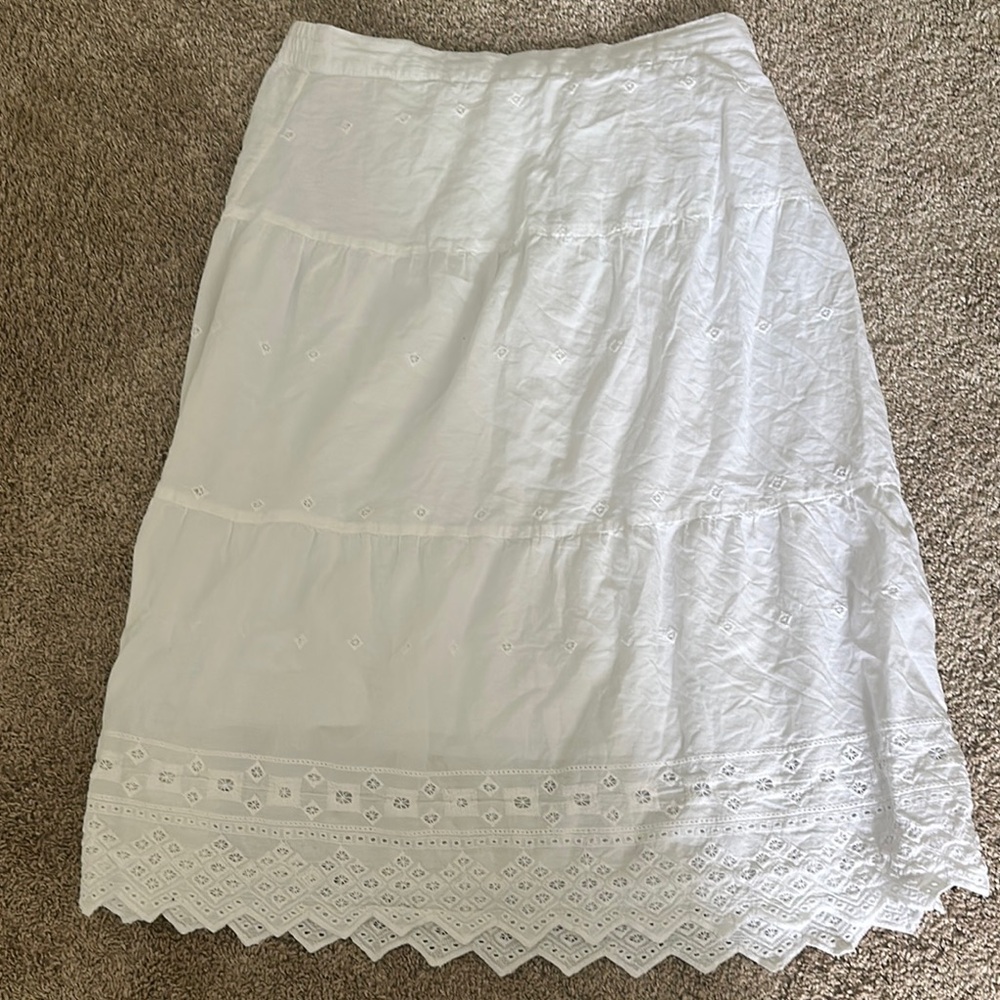 Studio West White Tiered Midi Skirt